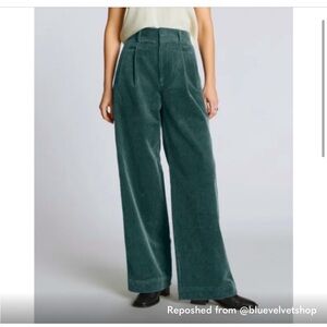 EVERLANE The Corduroy Way-High Drape Pant Green NWT Size 6